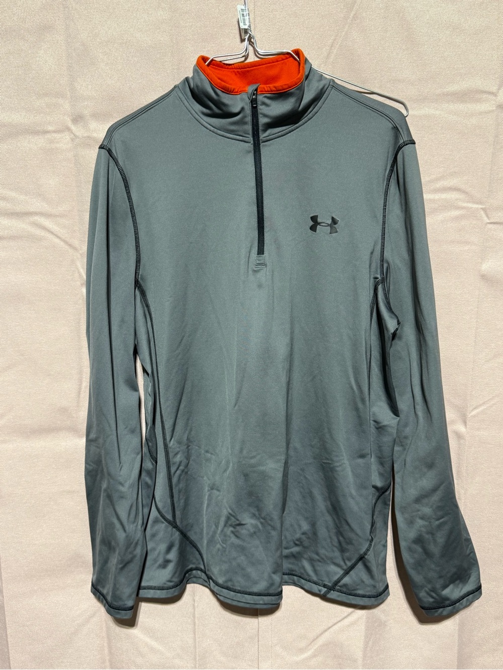 Under Armour Men’s Gray Quarter-Zip Performance Pullover with Orange Collar